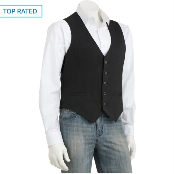 NWT Apt. 9 Men's Herringbone Vest Charcoal Gray Size Small - Picture 10 of 11